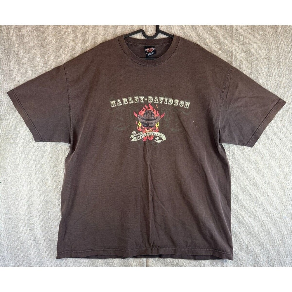 Mens Sz XXL Harley Davidson Brown‎ T Shirt Stone Mountain
